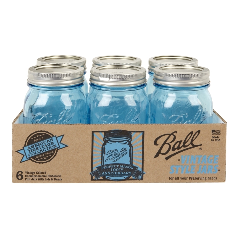 69000 - Ball, 16oz. Heritage Collection Pint Jar Blue. / ขวดโหลแก้วบอลล์รุ่นเฮอริเทจสีฟ้า16ออนซ์ 69000 - Ball, 16oz. Heritage Collection Pint Jar Blue. / ขวดโหลแก้วบอลล์รุ่นเฮอริเทจสีฟ้า16ออนซ์
