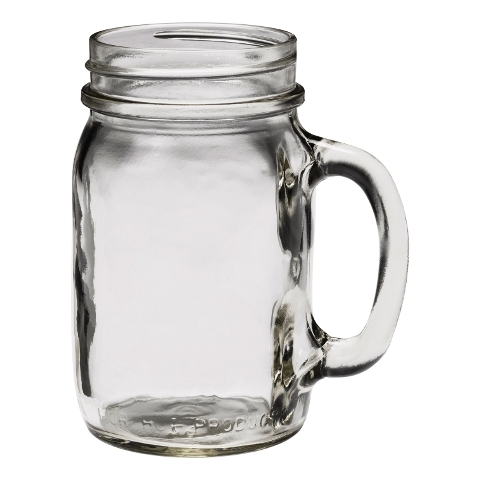 41702LB - Ball, 16oz. R/M Plain Drinking Jar With Lid & Band. / แก้วมีหูพิมพ์ไม่มีโลโก้บอลล์พร้อมฝา16ออนซ์