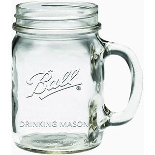 16001LB - Ball, 16oz. R/M Plain Drinking Logo Jar With Lid & Band. / แก้วมีหูพิมพ์โลโก้บอลล์พร้อมฝาปากแคบ16ออนซ์