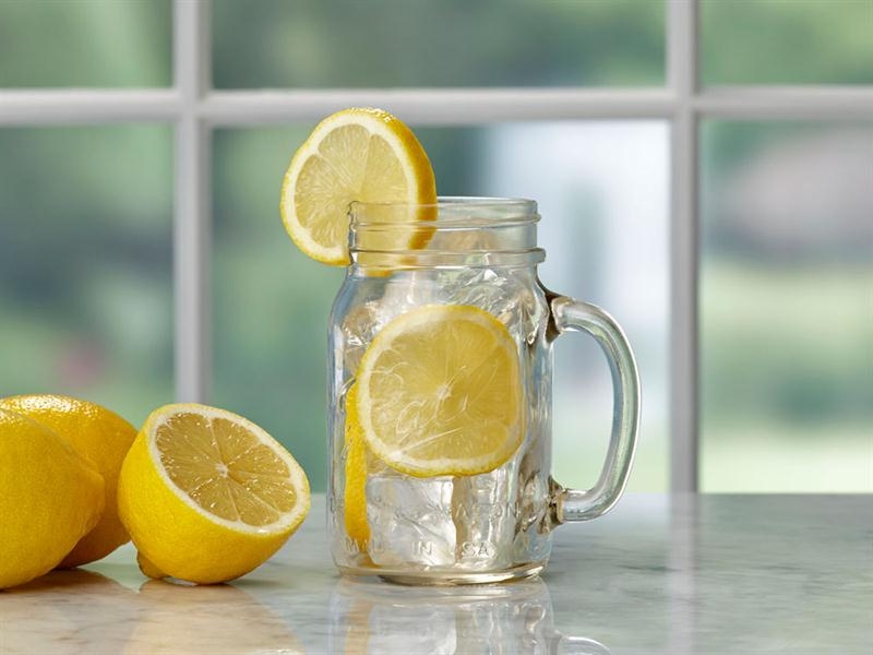 16001LB - Ball, 16oz. R/M Plain Drinking Logo Jar With Lid & Band. / แก้วมีหูพิมพ์โลโก้บอลล์พร้อมฝาปากแคบ16ออนซ์