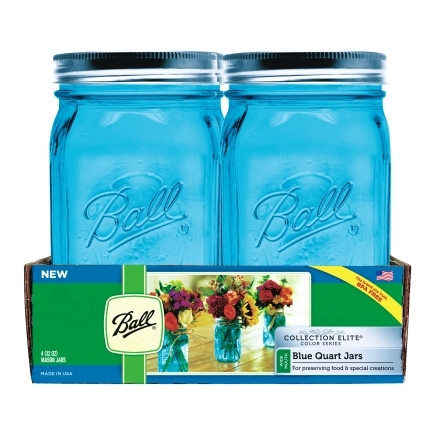 69024 - Ball, 32oz. Blue Color W/M Jar. / ขวดโหลแก้วบอลล์ปากกว้างสีฟ้า32ออนซ์ 69024 - Ball, 32oz. Blue Color W/M Jar. / ขวดโหลแก้วบอลล์ปากกว้างสีฟ้า32ออนซ์