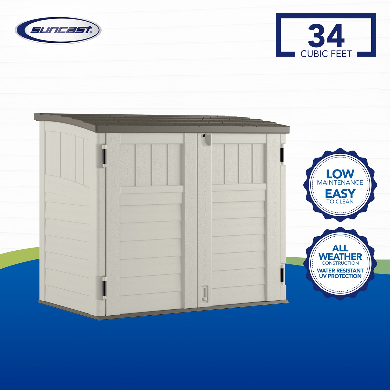 Suncast, 34 CUFT, Horizontal Storage Shed Suncast, 34 CUFT, Horizontal Storage Shed