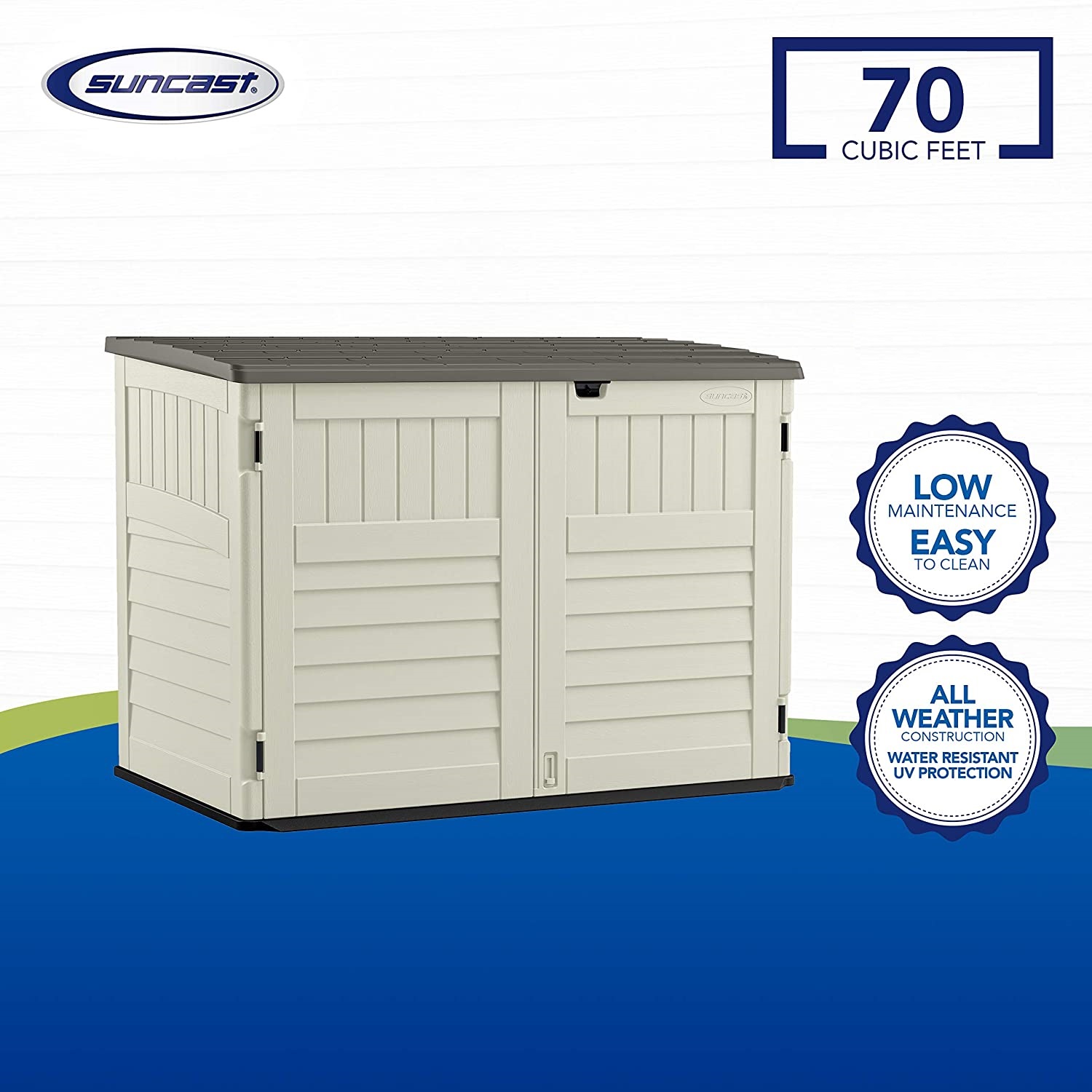 Suncast, 70 CUFT, Blow Molded Storage/Garbage Can Shed Suncast, 70 CUFT, Blow Molded Storage/Garbage Can Shed