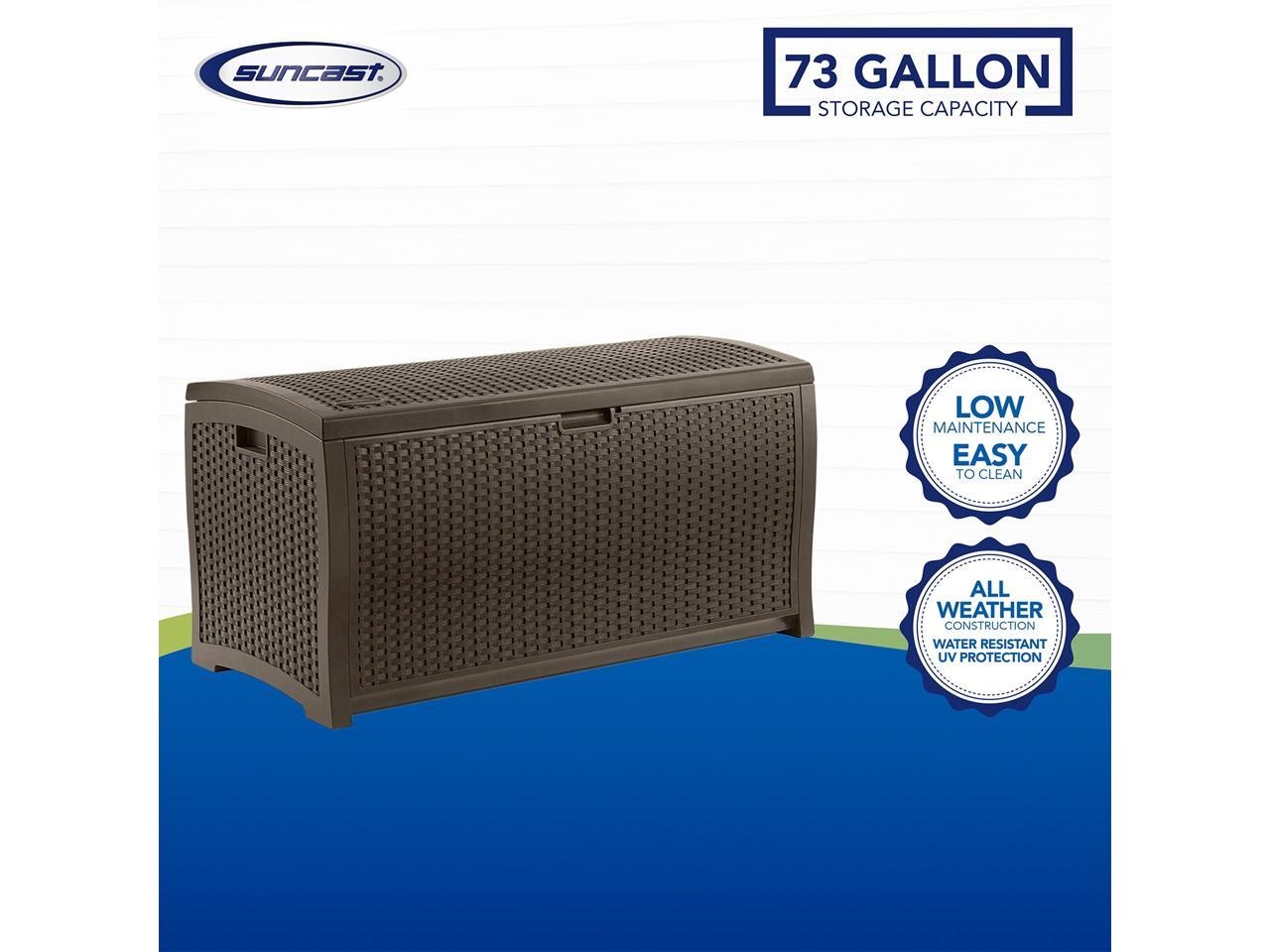 Suncast, 73 Gallon, Brown, Resin Wicker Deck Box Suncast, 73 Gallon, Brown, Resin Wicker Deck Box
