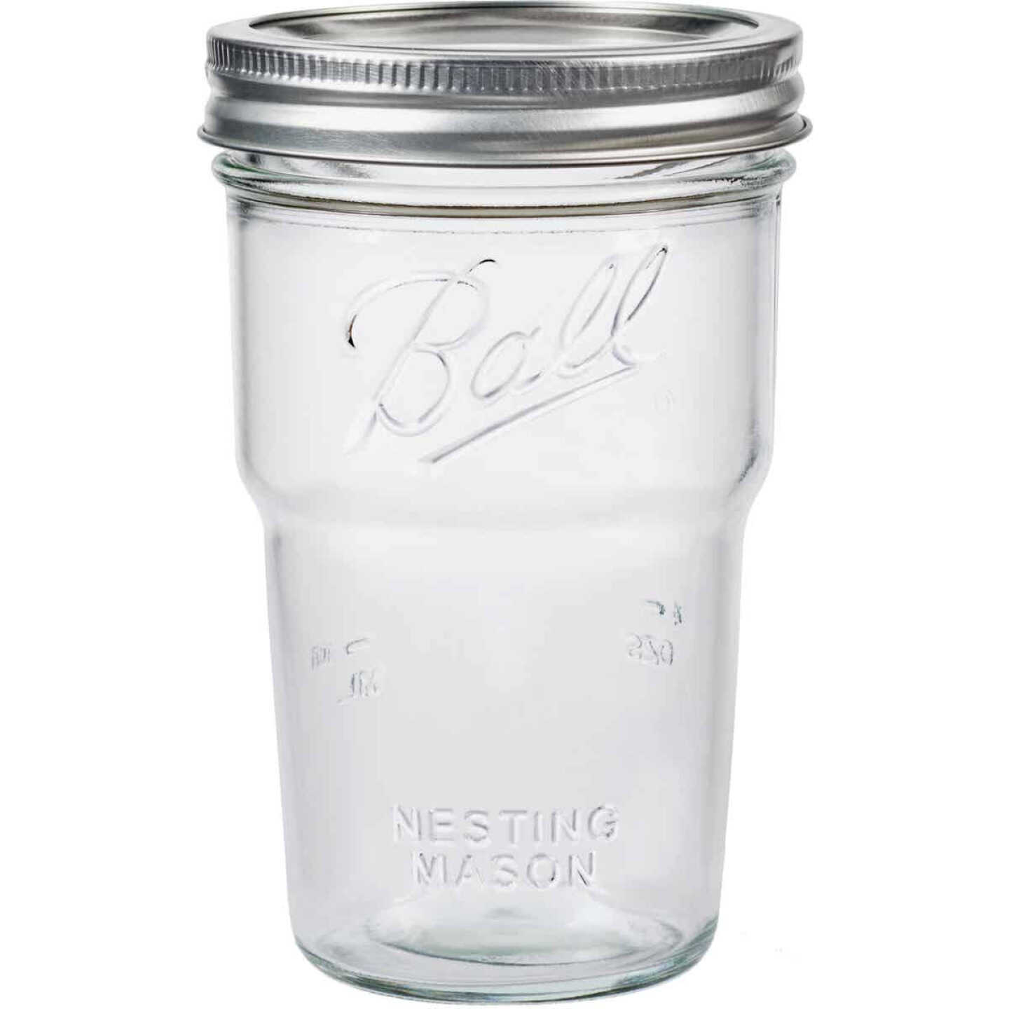 100136 - Ball 16oz. W/M Pint Nesting Canning Jar. / ขวดโหลแก้วบอลล์ซ้อนได้รุ่นเนสติ้งปากกว้าง16ออนซ์