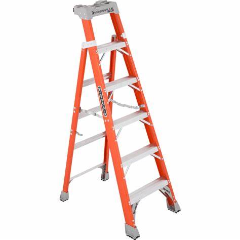 210948, Louisville, 6', 2 In 1 Fiberglass Cross Step Ladder, 300LB Load Capacity, บันไดไฟเบอร์กลาส6ฟุต2อิน1หลุยส์วิลล์