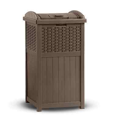 688173, Suncast, 30 Gallon, Resin Wicker Outdoor Hideaway Trash Receptacle, ถังขยะเรซิ่นในสวนซันแคส