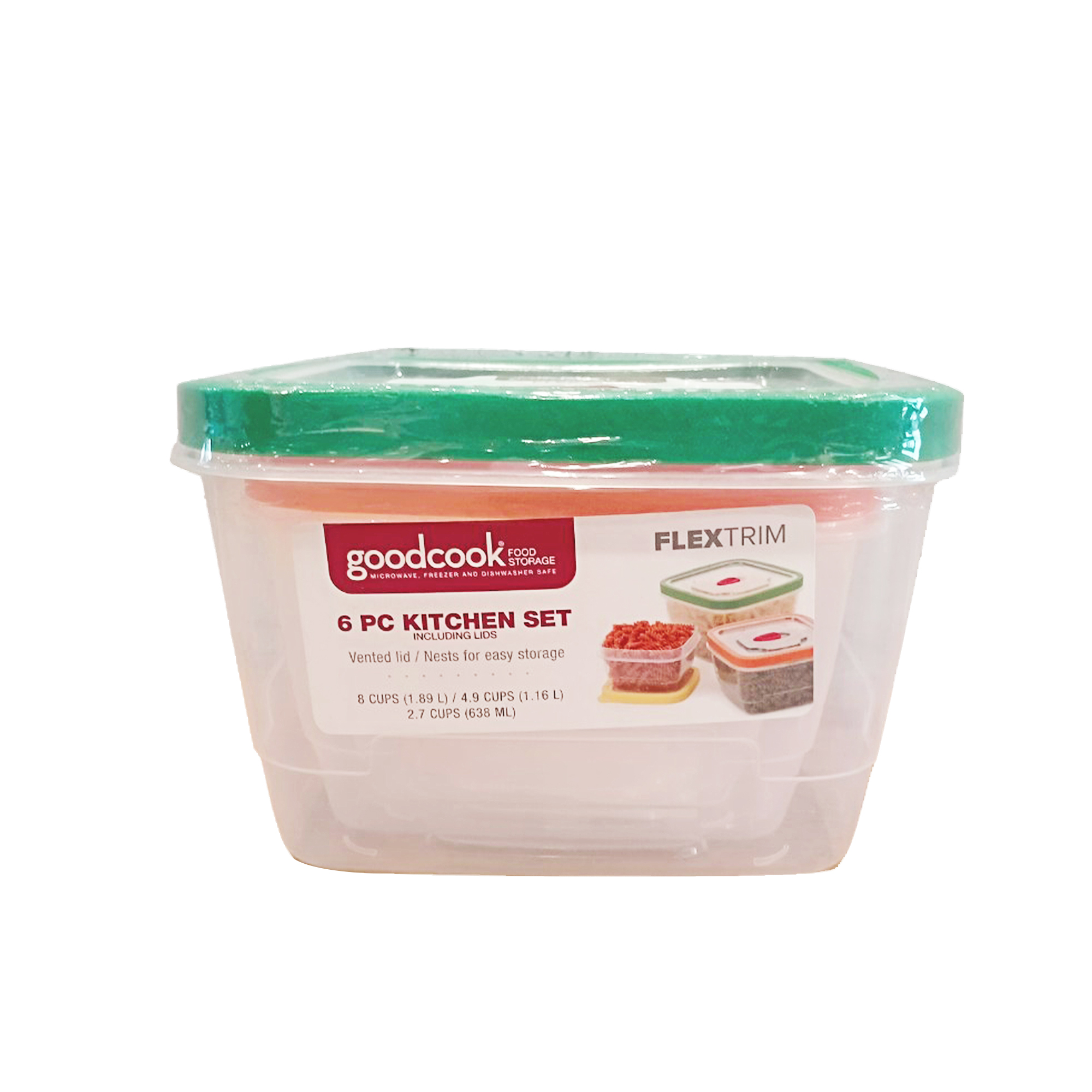 10216 GoodCook Flex Trim Square Food Storage 6PC ชุดกล่องอาหารกู๊ดคุก 10216 GoodCook Flex Trim Square Food Storage 6PC ชุดกล่องอาหารกู๊ดคุก