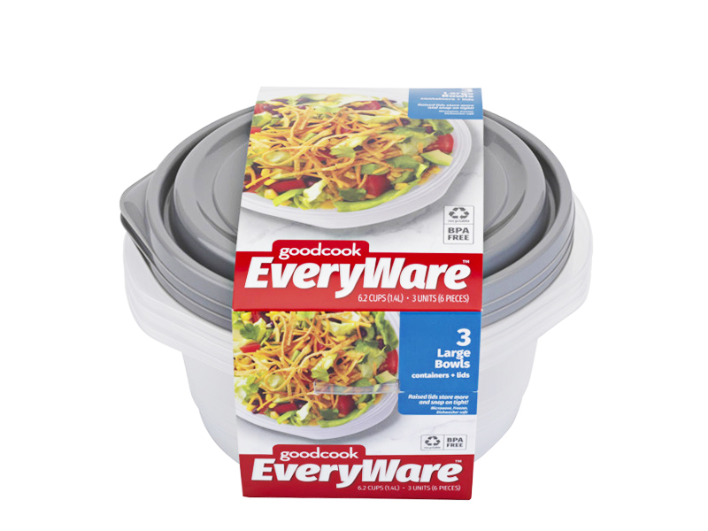 10845 GoodCook 6.2-Cup Food Container Large Bowl 3PC Set 10845 GoodCook 6.2-Cup Food Container Large Bowl 3PC Set