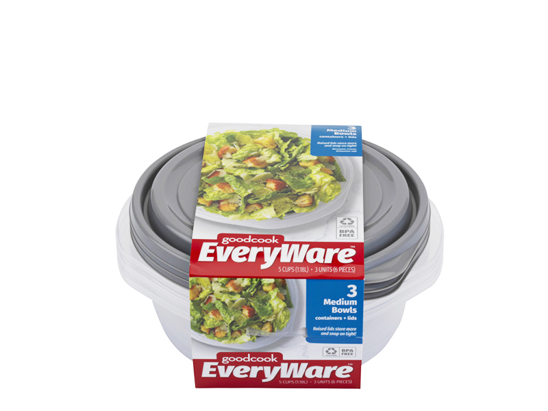 10852 GoodCook 5-Cup Food Container Medium Bowl 3-Piece Set 10852 GoodCook 5-Cup Food Container Medium Bowl 3-Piece Set