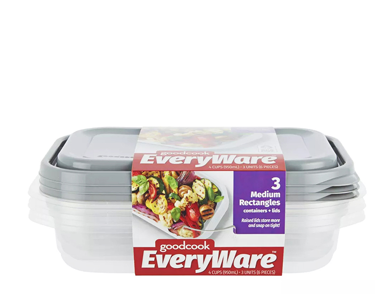 108400 GoodCook 4-Cup Food Container Medium Rectangle 3PC Set 108400 GoodCook 4-Cup Food Container Medium Rectangle 3PC Set