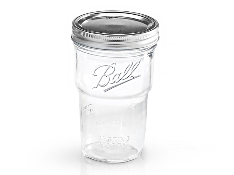 100136 - Ball 16oz. W/M Pint Nesting Canning Jar. / ขวดโหลแก้วบอลล์ซ้อนได้รุ่นเนสติ้งปากกว้าง16ออนซ์