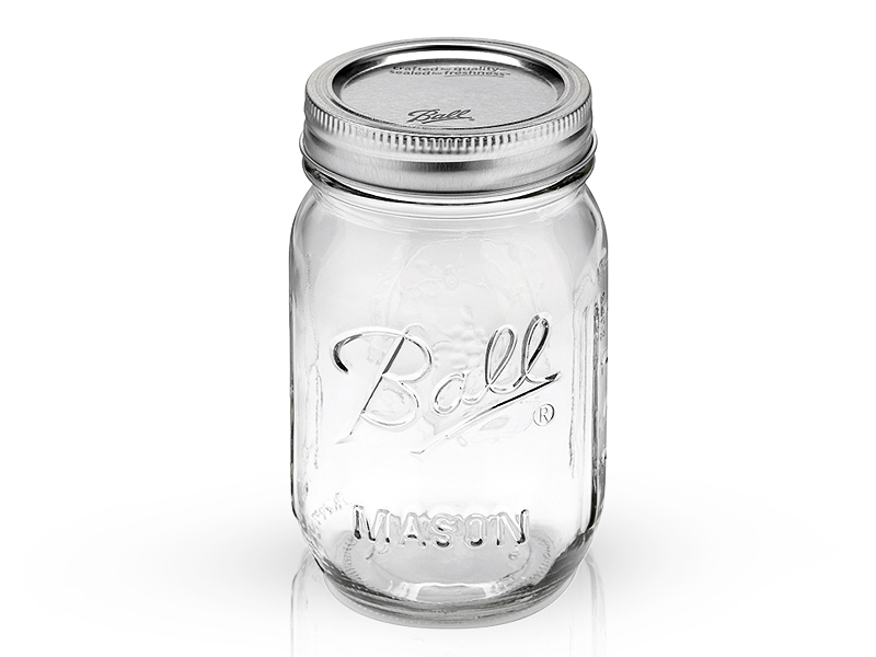 61000 - Ball, 16oz. R/M Pint Jar. / ขวดโหลแก้วบอลล์ปากแคบ16ออนซ์