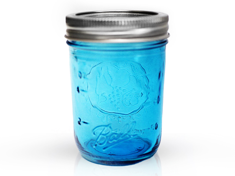 69022 - Ball, 8oz. Blue Color R/M Mason Jar. / ขวดโหลแก้วบอลล์ปากแคบสีฟ้า8ออนซ์ 69022 - Ball, 8oz. Blue Color R/M Mason Jar. / ขวดโหลแก้วบอลล์ปากแคบสีฟ้า8ออนซ์