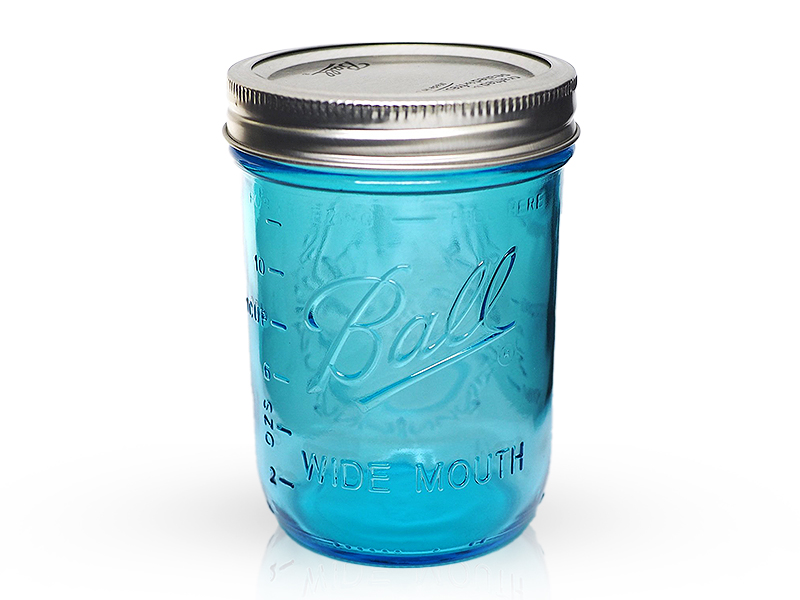 69023 - Ball, 16oz. Blue Color W/M Mason Jar. / ขวดโหลแก้วบอลล์ปากกว้างสีฟ้า 16ออนซ์ 69023 - Ball, 16oz. Blue Color W/M Mason Jar. / ขวดโหลแก้วบอลล์ปากกว้างสีฟ้า 16ออนซ์
