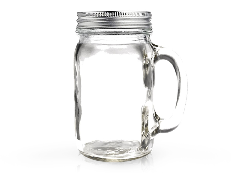 41702LB - Ball, 16oz. R/M Plain Drinking Jar With Lid & Band. / แก้วมีหูพิมพ์ไม่มีโลโก้บอลล์พร้อมฝา16ออนซ์