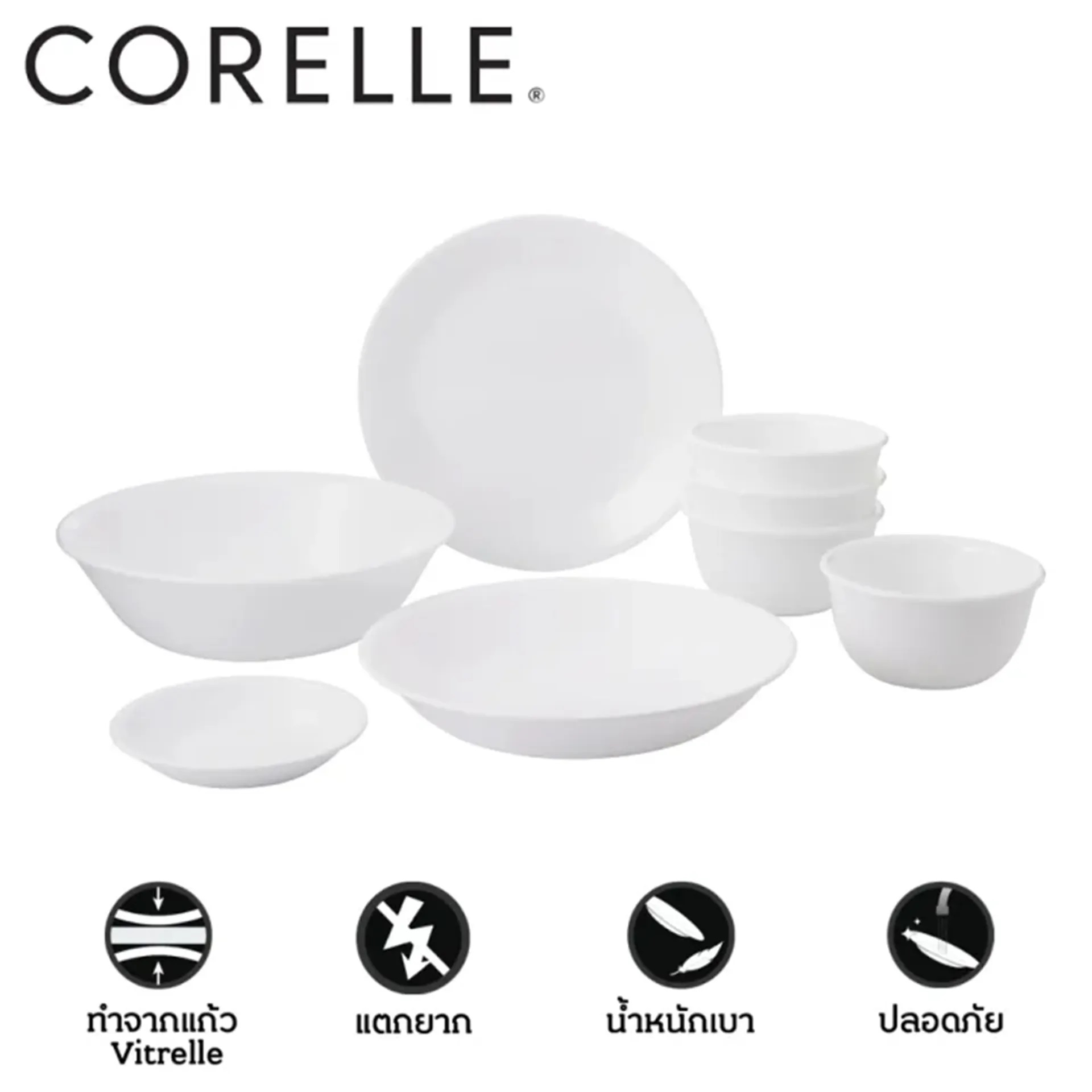 087444 Corelle ชุดจานชาม 8 ชิ้น รุ่น C-03-8-N-P สีขาว ของแท้ USA เข้าไมโครเวฟได้ 087444 Corelle ชุดจานชาม 8 ชิ้น รุ่น C-03-8-N-P สีขาว ของแท้ USA เข้าไมโครเวฟได้