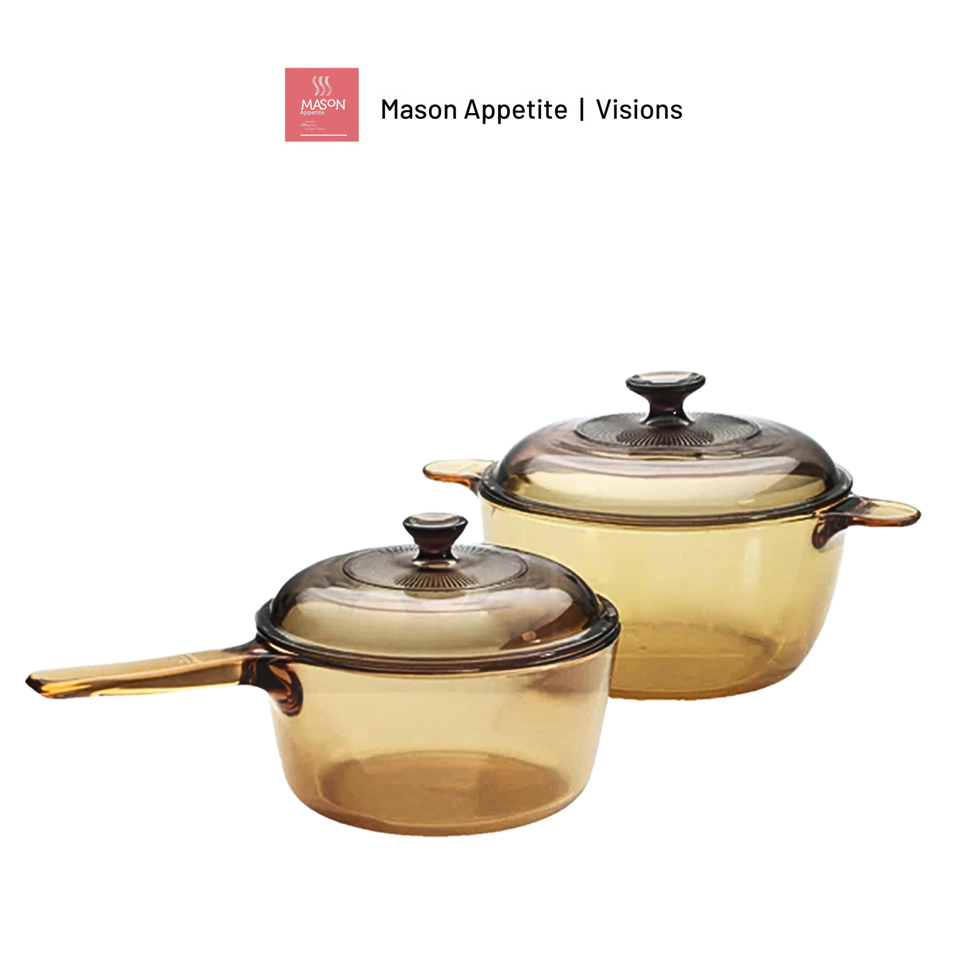 111262 Visions 4pc Saucepan/Cookpot Set(VSP-1.5+VS-2.5)VS-312/CL สีชา หม้อทนความร้อนสูง ปลอดภัย สินค้าแท้ USA